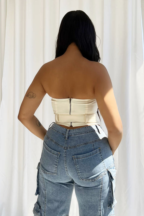 Vanilla Cargo Tube Top - Cream - EDGEbyKS